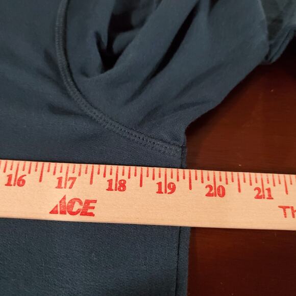 T by Talbots Soft Terry Cowl Neck Shift Dress Womens Sz LP Teal Blue Comfy Cozy - Picture 8 of 9